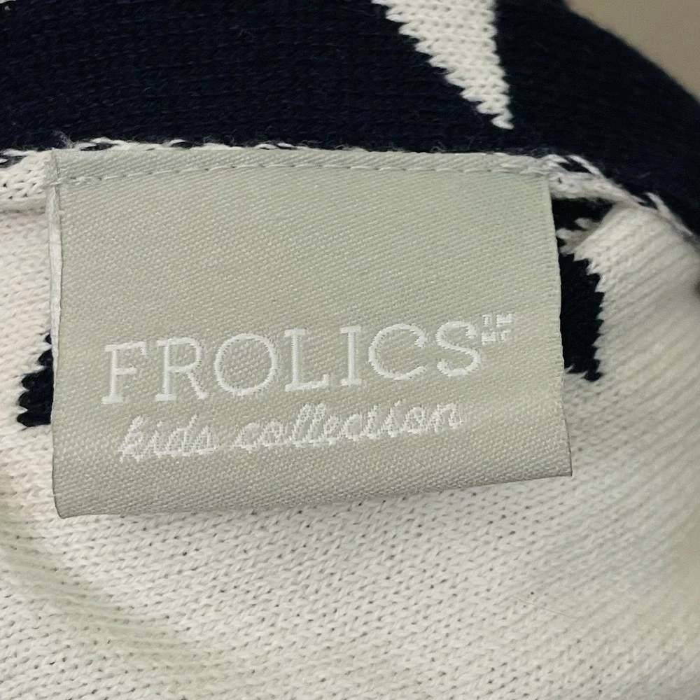 Frolics Kids Collection 100% Cotton Knit Star Blanket Navy White Reversible Soft